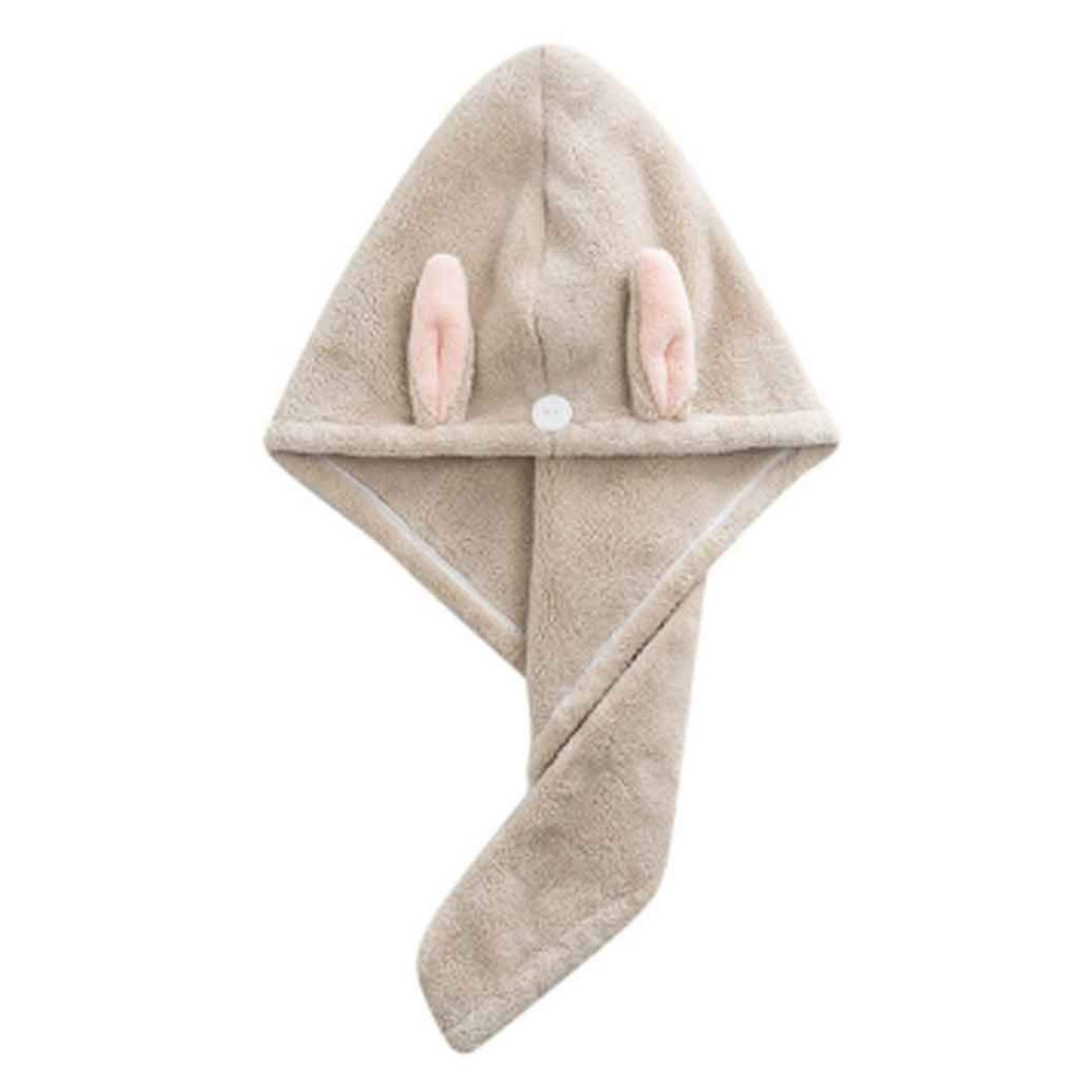 Microfiber Hair Turban Quick Dry Towel Cap with Soft Absorbent Coral Fleece for Kids Gray