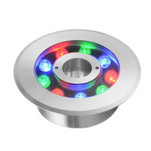 Underwater Fountain Light 24V IP68 Waterproof Stainless Steel Ring LED Pond Spotlight Red 12W
