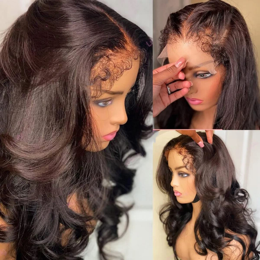 Unisex Black Brazilian Lace Front Wig 13X4 Hd Transparent Lace Frontal Human Hair 180% Density Kinky Curly Pre Plucked Glueless 18 Inch