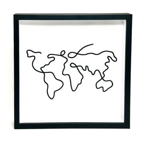 Travel Memory Shadow Box 11x11 Keepsake Display Frame with Loading Slot and World Map Design