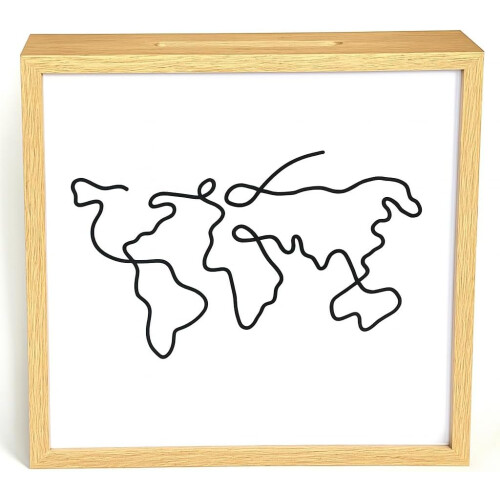 Travel Memory Shadow Box 11x11 Keepsake Display Frame with Loading Slot and World Map Design 1