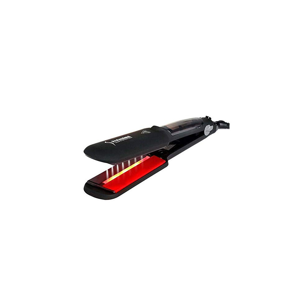 Black Professional Steam Hair Straightener With Infrared, Fast Heating 450F, Dual Voltage,