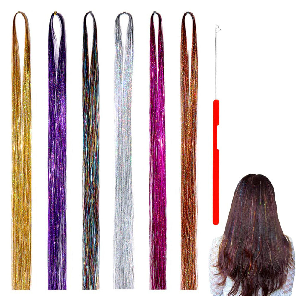 Hair Tinsel Extensions Kit 1200 Strands Heat Resistant for Party Holiday Cosplay LongLasting Shine