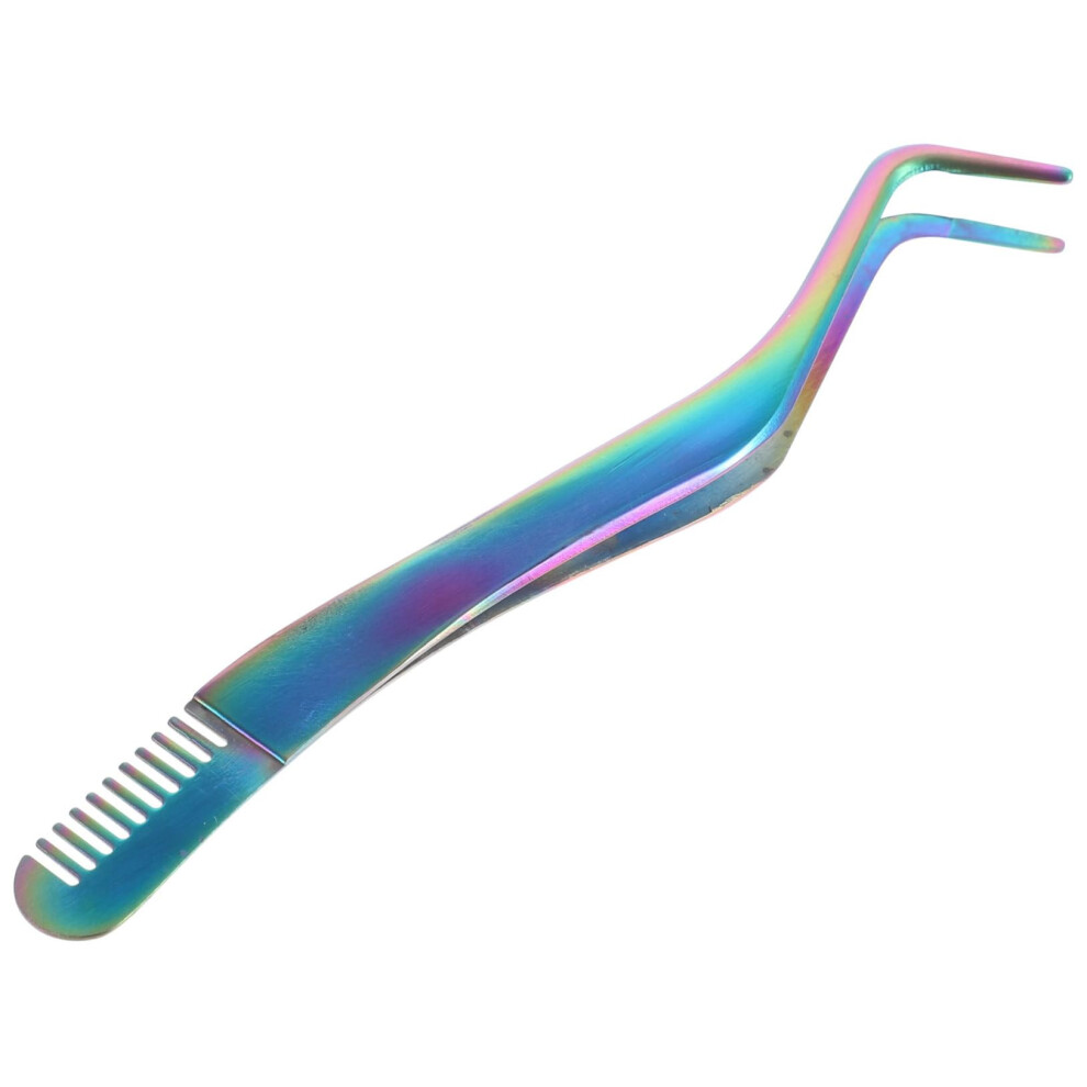 Stainless Steel Eyelash Tweezer Applicator with Comb for Precise False Lash Extensions