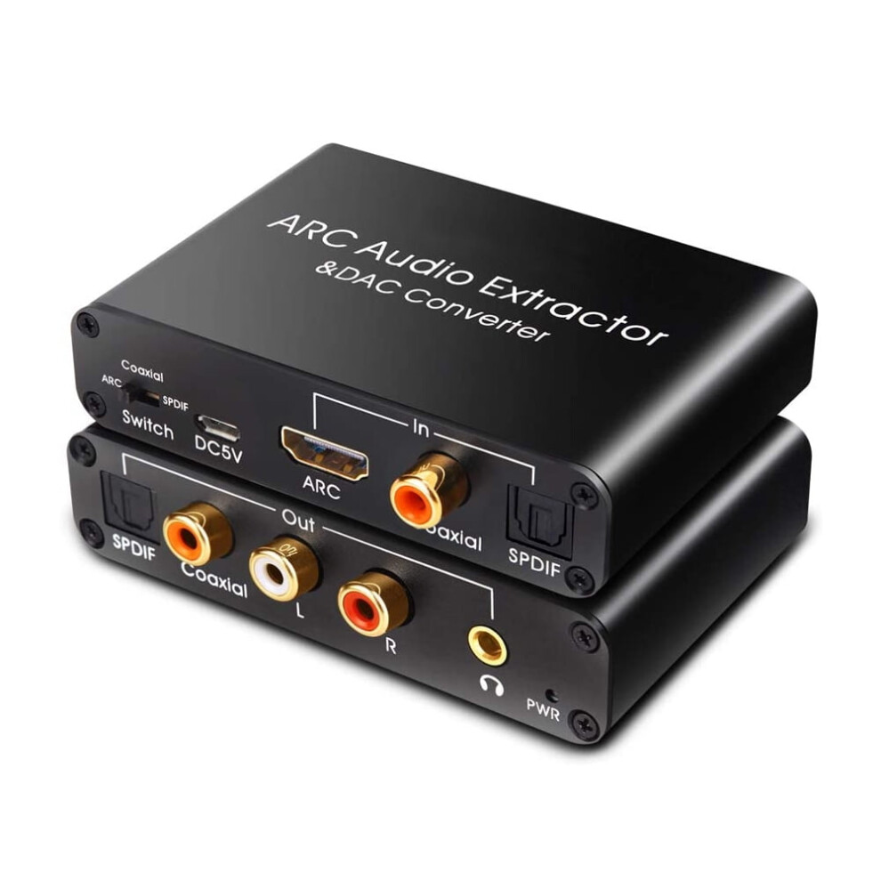 Susuchens Compatible With-Compatible Arc Audio Extractor Dac Adapter Fiber Coaxial 3.5Mm Headphone Converter Black 9482828574467