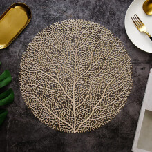 LINLIN Round Placemats, 4 Pack Decorative Placemats PVC Placemats Hollow Table Place Mats Heat Resistant Non-slip Dining Placemats