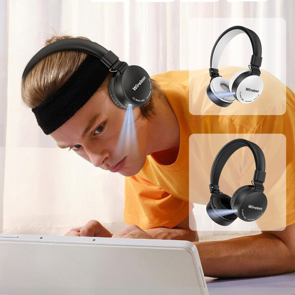 Wireless Bluetooth Headphones Over Ear With And Mic 8 Hours Of Use Foldable Headset Light 9482828575679