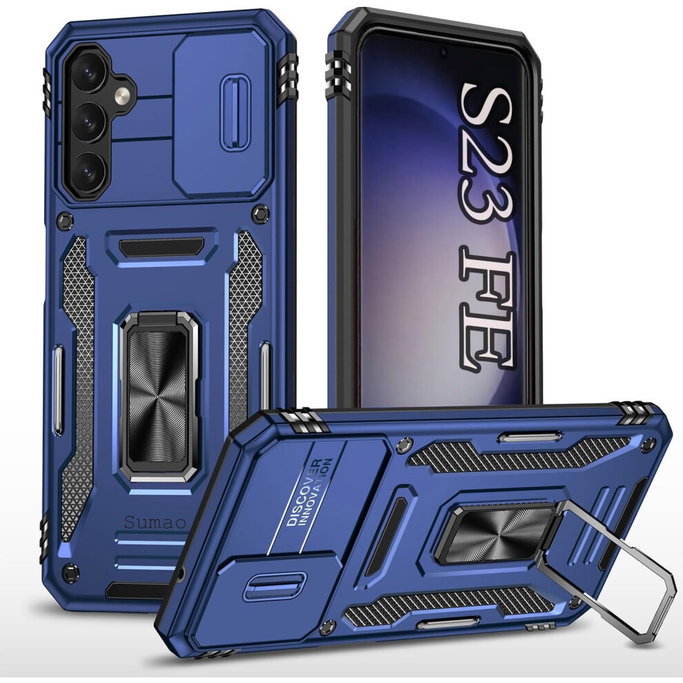 Sumao Compatible With Samsung Galaxy S23 Fe Case For Stand Heavy Duty Drop Protection Rugged Shockproof Case- Blue 9482828575990