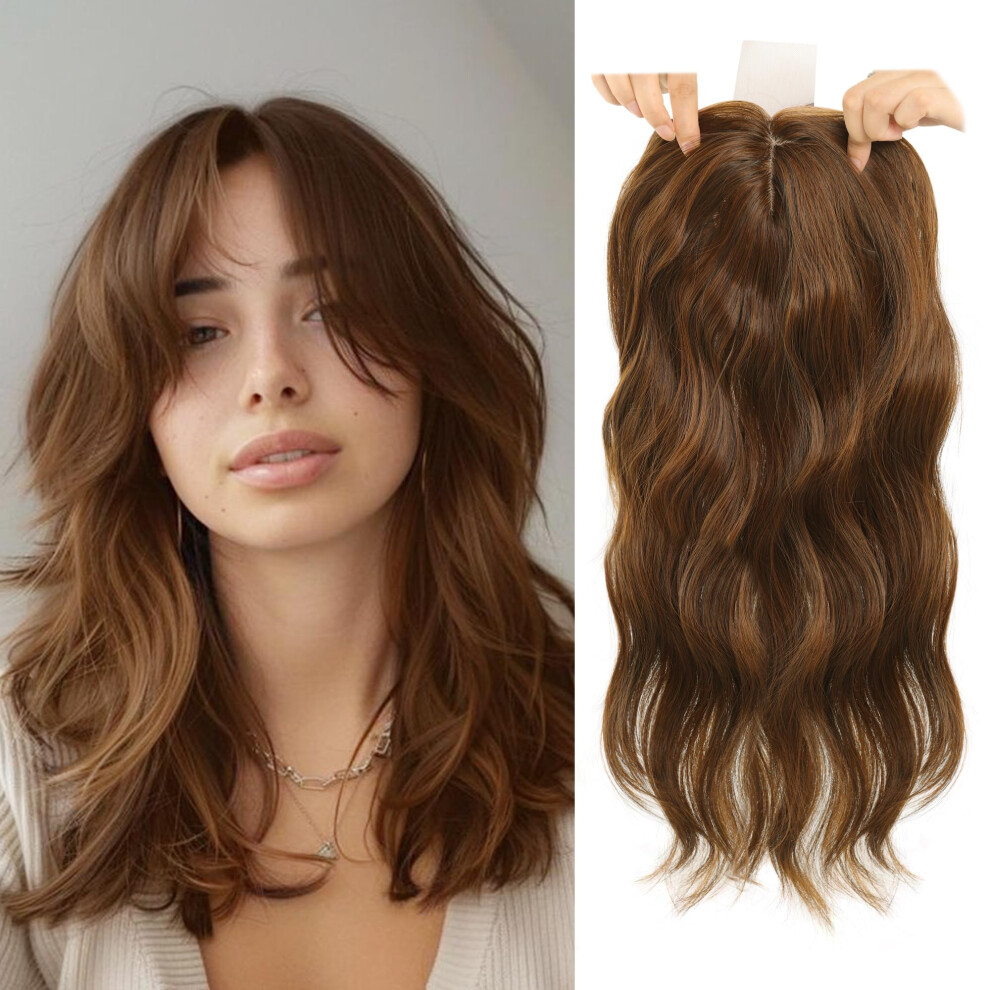 Unisex 20 Inch Wavy Hair Topper For Thinning Hair Women, Instant Volume Boost And Seamless Crown Coverage