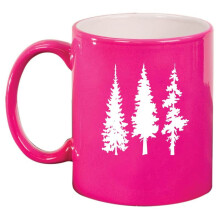 Pine Trees Hiking Mountains Camping Outdoors Ceramic Coffee Mug Tea Cup Gift (11oz Hot Pink)