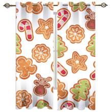 Christmas Window Curtains with Colorful Cartoon Cookie Pattern, 2 Panel Set for Kids Bedroom Living Room 52x84in Color13
