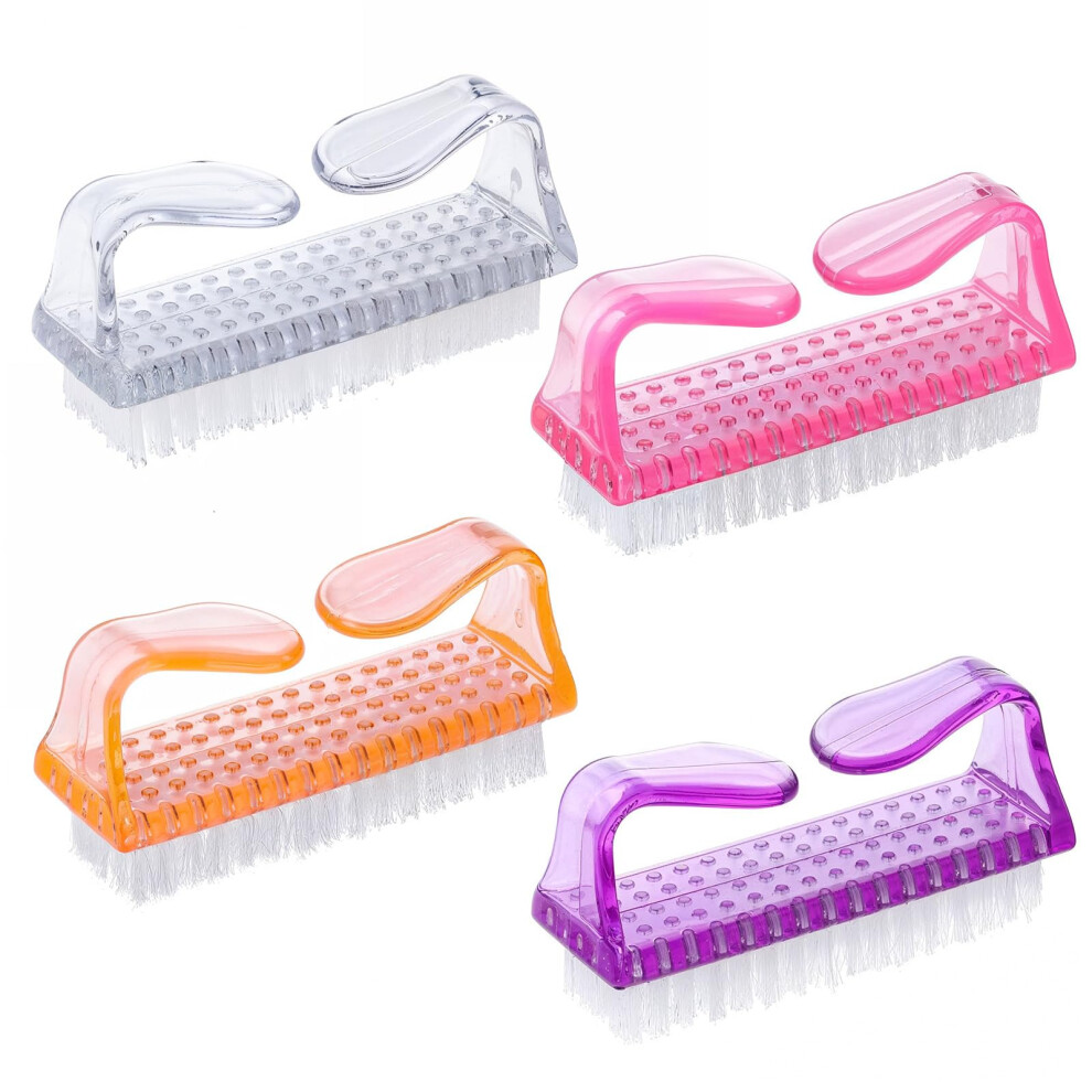 4PCS Nail Brush Set with Ergonomic Comfort Grip and Durable Nylon Bristles for Manicure Pedicure