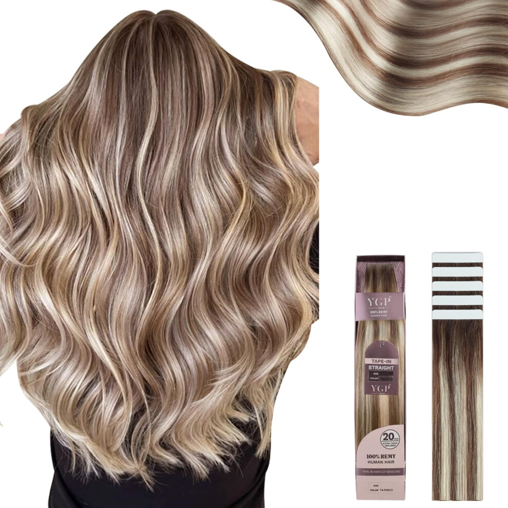 Unisex Tape In Remy Human Hair Extensions 18 Inch Seamless Natural Blending Longlasting Hold T4/P6/613