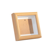 4x4 Inch Small Wooden Shadow Box Frame with Mat for Tabletop Photos Pins Medals Natural Color