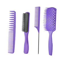 Hair Brush and Comb Set 4pcs AntiStatic Carbon Paddle Wide Tooth Tail for Styling and Barber Use