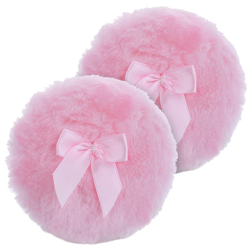 Large Fluffy Powder Puff 4 Inch Ultra Soft Velour Makeup Sponge for Face and Body Washable Reusable