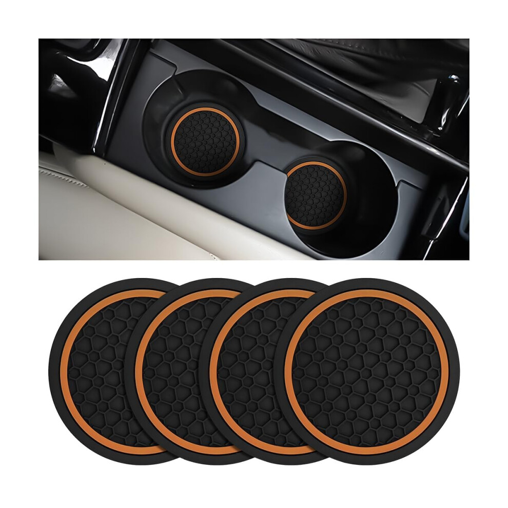 4Pcs Car Cup Holder Coasters Nonslip Silicone Inserts For Bmw 2 Series Active Tourer U06 20212024 Orange 9164114096241