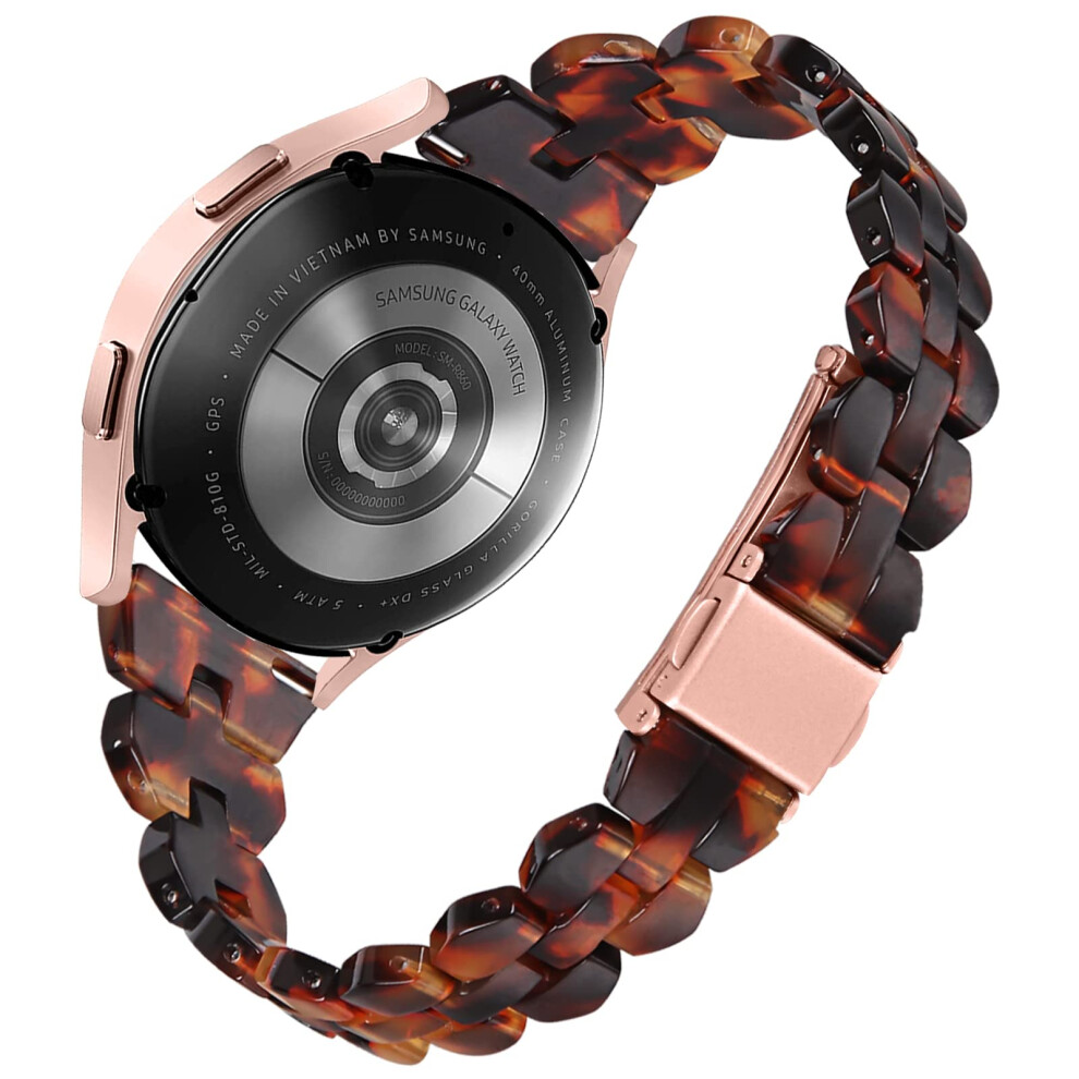 Smartwatch Band For Blackview R30 Pro, Tortoiseshell Resin Replacement Watch Strap With Adjustable Stainless Steel Buckle 9365369342965