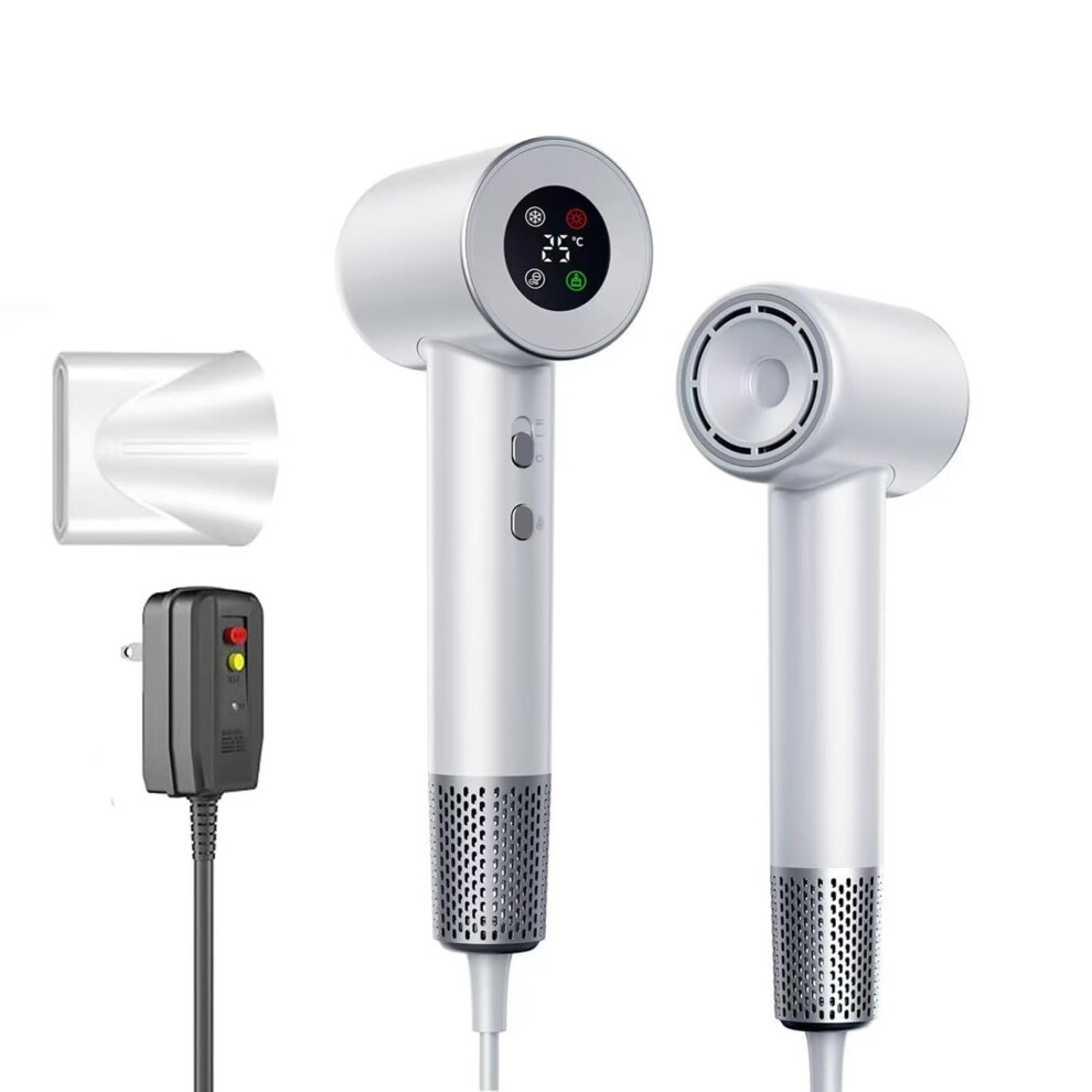White Professional Hair Dryer 110000 Rpm Speed Ionic Blow Dryer With Diffuser Cool Shot