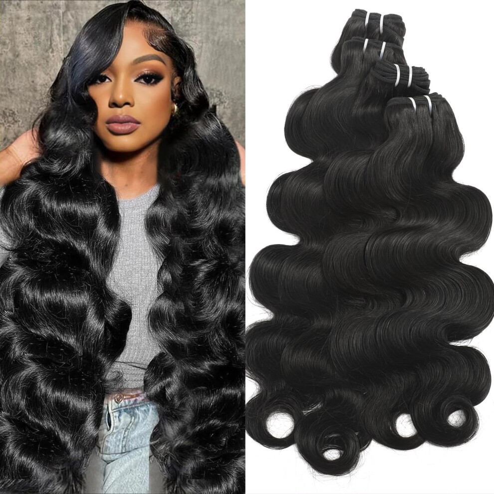 Brazilian Body Wave Human Hair Bundles 4 Pack 22â28 Inch Unprocessed Natural Black Extensions