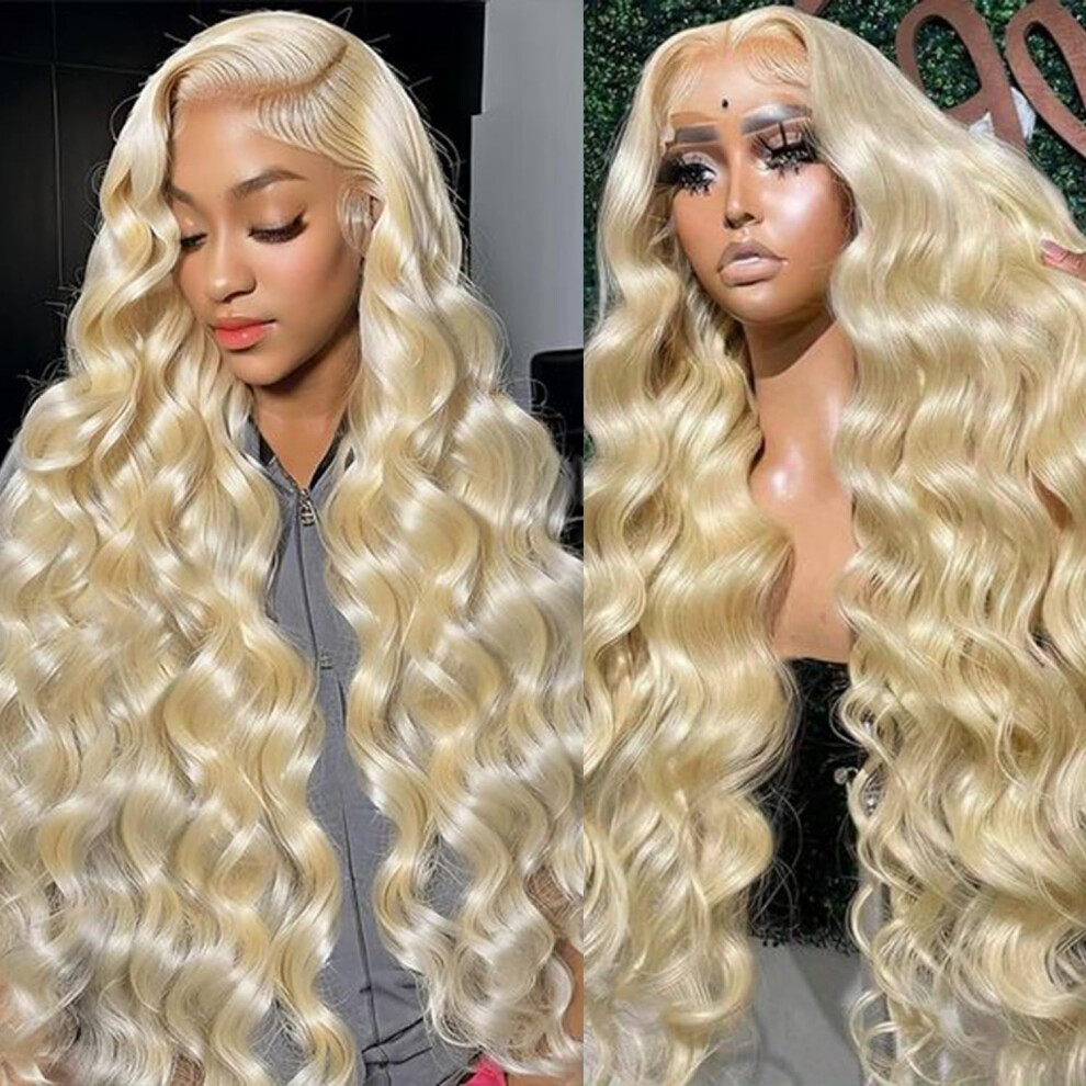 Unisex 613 Lace Front Wig Human Hair Blonde 24 Inch 13X6 Hd Glueless Body Wave 200% Density Preplucked