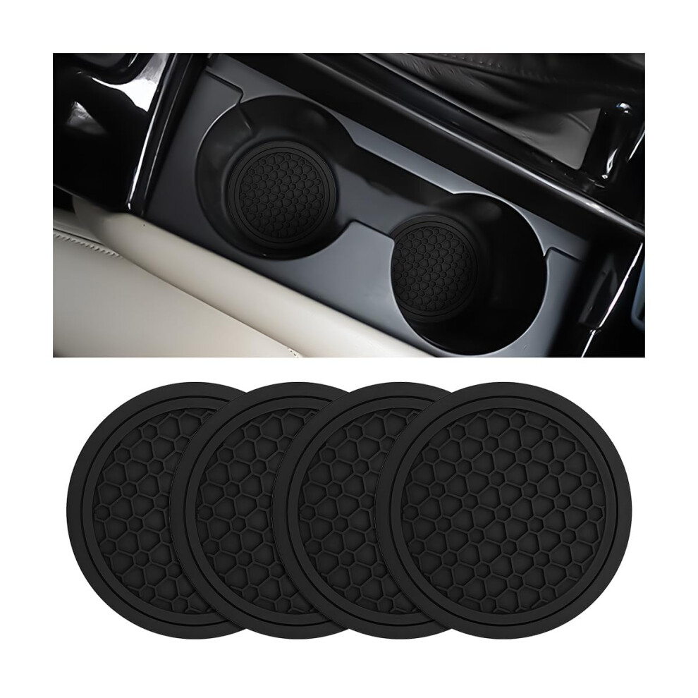 4Pcs Car Cup Holder Coasters Nonslip Silicone Inserts For Acura Rdx 20192025 Black 9365369355590