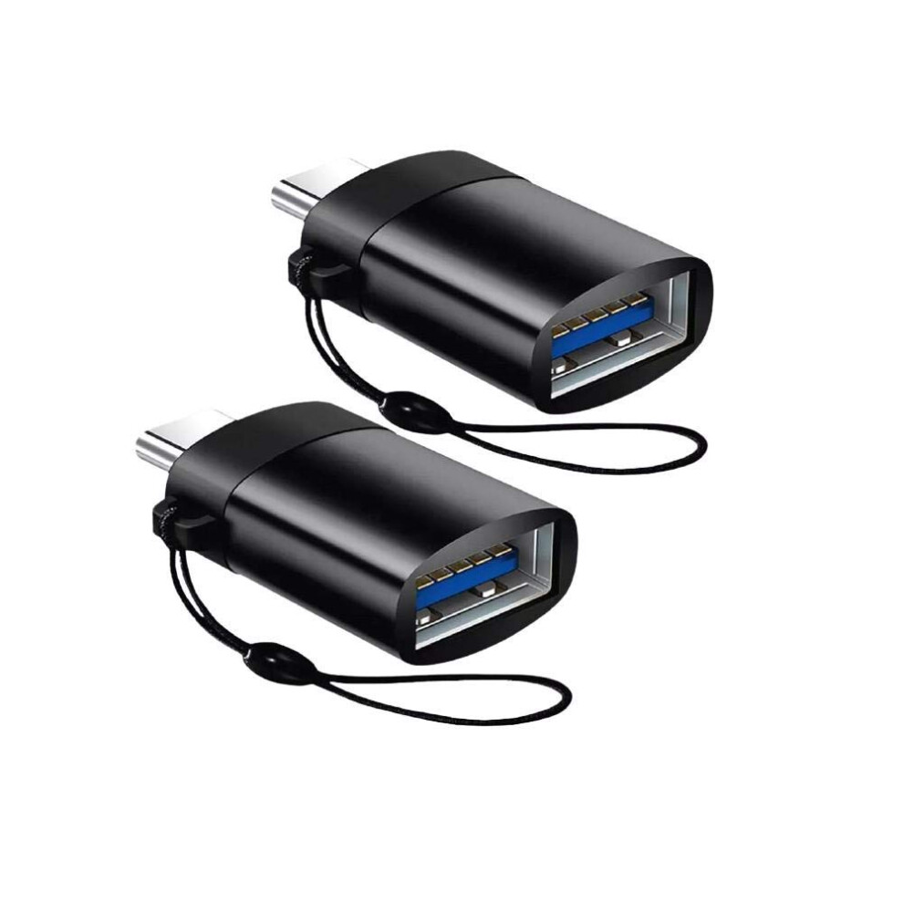 Usb C To Usb Adapter For Samsung Galaxy Xcover7, Plugandplay Otg Keychain Converter (2Pack) Slate Black 9164114079596