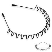 Metal Headband for Men Reliable Wavy Grip Adjustable Elastic Hair Hoop Black Durable Finish