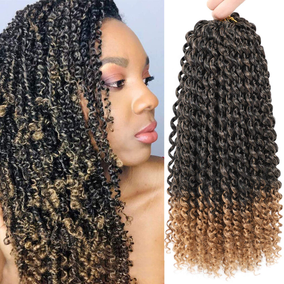 Unisex Passion Twist Hair 14 Inch T27 Water Wave Crochet Braiding Extensions Pretwisted Synthetic 8 Packs