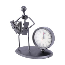 Vintage Desk Clock Retro Metal Alarm Clock Nordic Style Iron Art Battery Operated Shelf Decor