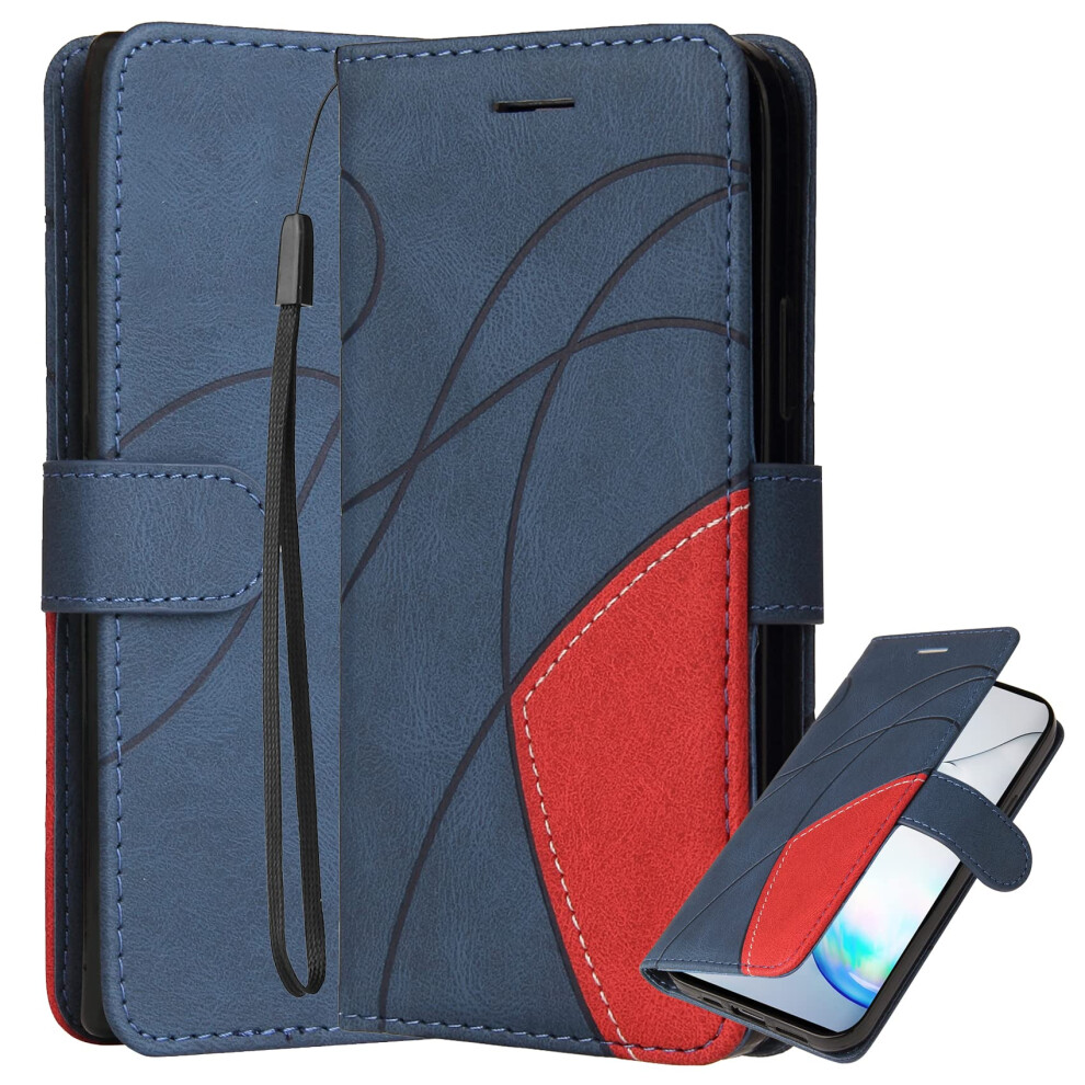 Pu Leather Wallet Case With Card Slots Kickstand And Shockproof Bumper, For Motorola Moto G50 Blue 9044945289329