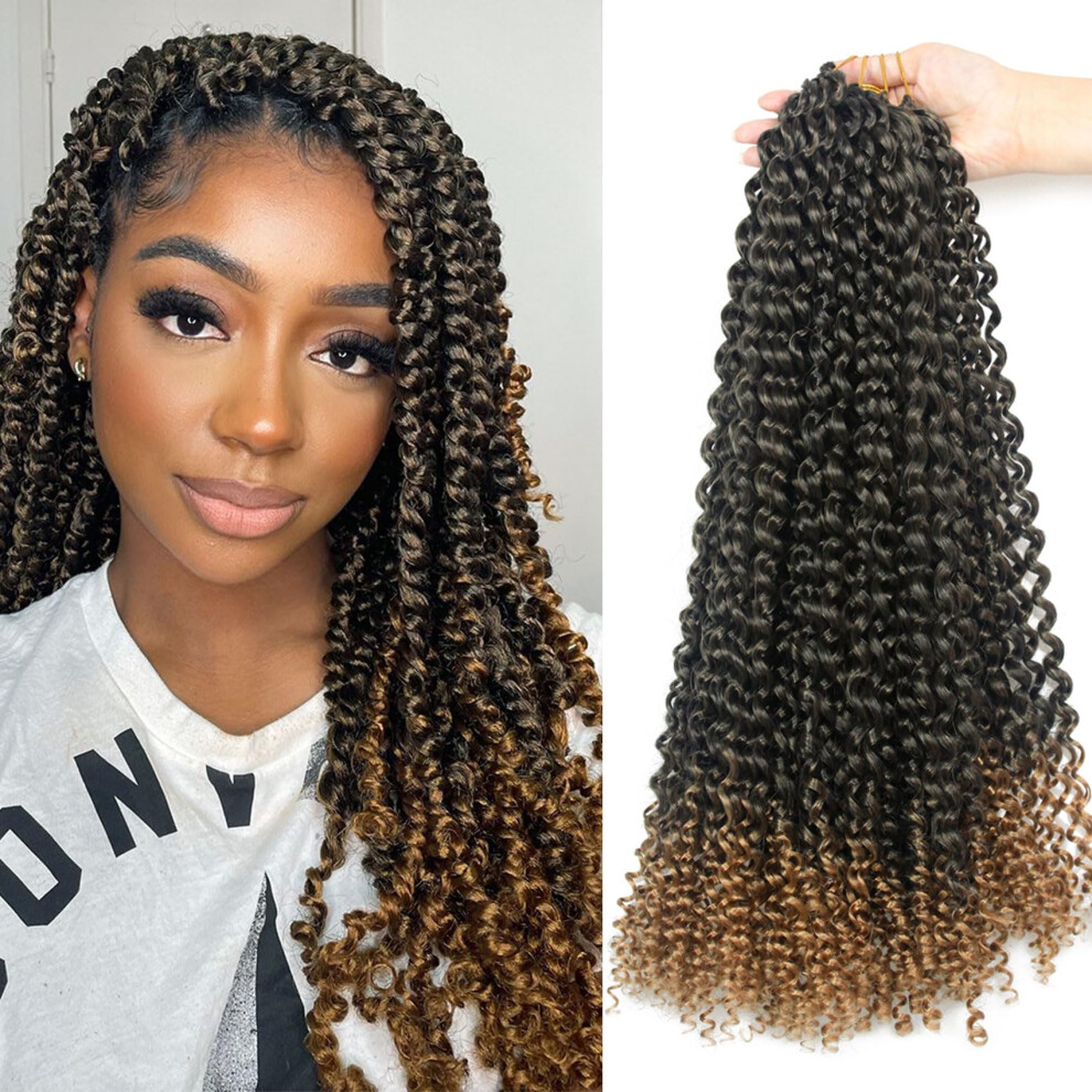 Unisex 18 Inch Passion Twist Hair 1B/27 Two Tone Crochet Braiding Hair Bohemian Water Wave Braids 7 Packs
