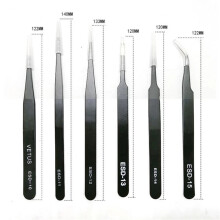 DEKAXID 1 PCS ESD-10/11/12/13/14/15Anti-static Stainless Steel Tweezers Industrial Precision Curved Straight Tweezers Maintenance Tool