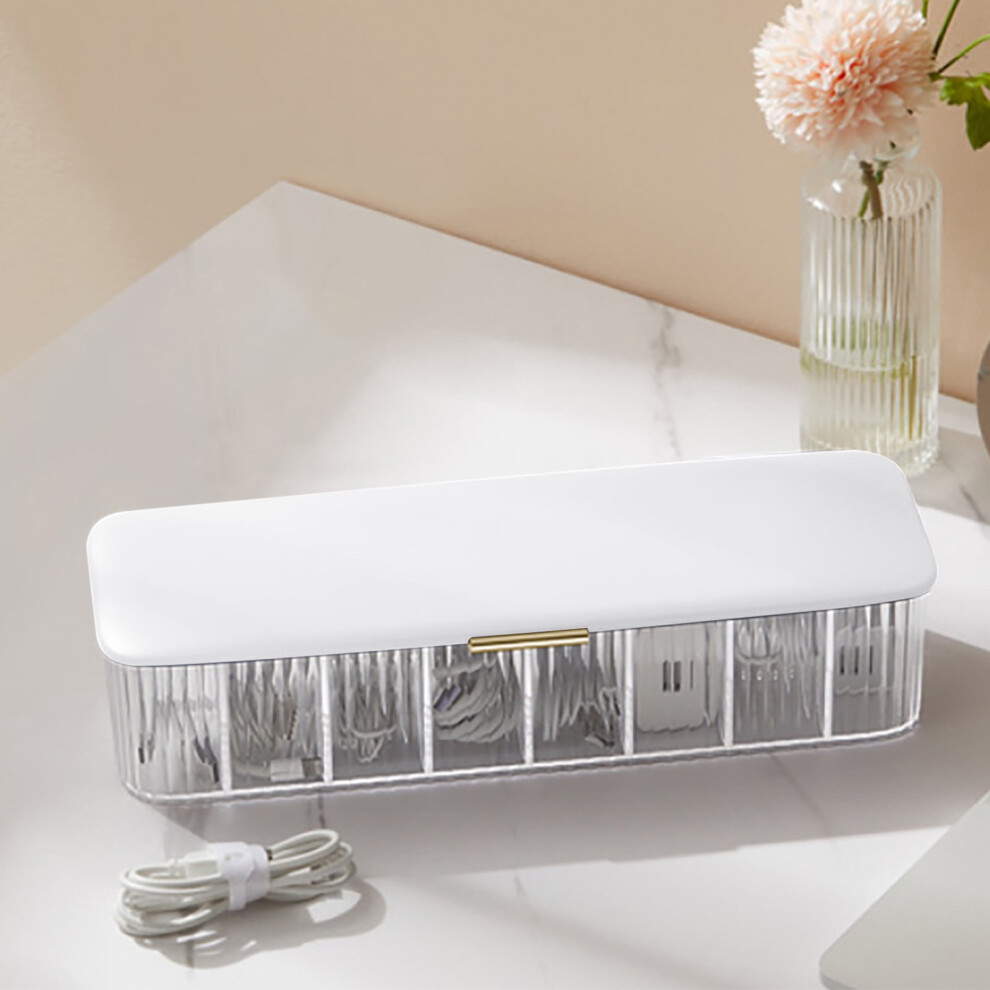 Kayannuo Cable Organizer Box With Lid, 8 Compartments For Charger & Data Cords - Transparent Storage, Easy Access, Compatible With Various 9482828581120