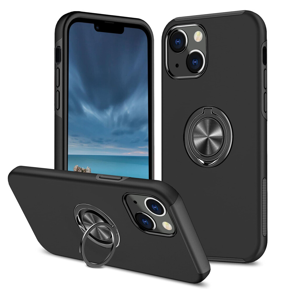 Case For Iphone 13 6.1 Inch Shockproof Full Body Protection With 360 Ring Kickstand Holder 9164114080660
