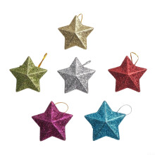 Small Gold Silver Red Star Christmas Tree Decorations, 6Pcs 5cm Plastic Holiday Hanging Ornaments