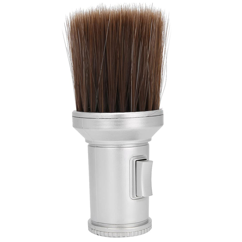 Barber Neck Duster Brush with Soft SkinFriendly Bristles, Detachable Grip, Silver Hair Sweep Tool