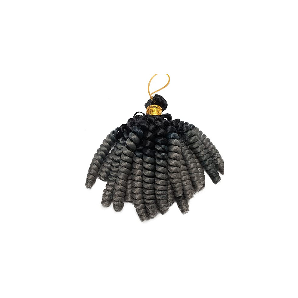 Unisex Black,Grey Crochet Hair Extensions 8 Inch Kinky Curly Ombre Braids Natural Afro Texture Easy Install Black To Grey