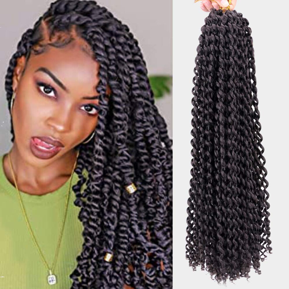 Unisex Black Passion Twist Hair 18 Inch Crochet Braiding Hair Natural Water Wave Preseparated For Women
