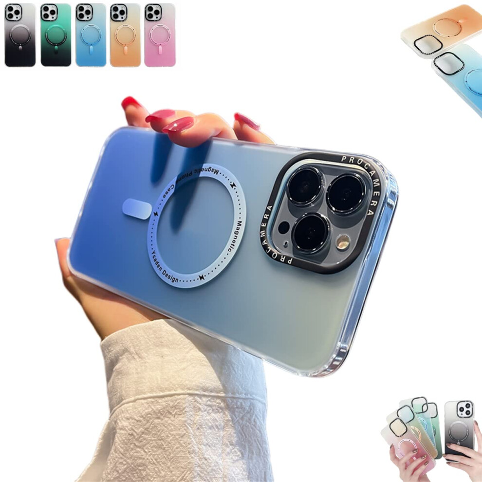 Gradient Magnetic Case For Magsafe Iphone 11 Pro Max, Shockproof Slim Tpu Pc With Camera Protection Blue 9164114081728