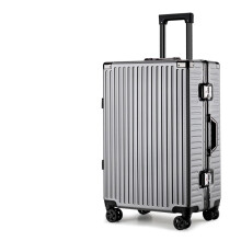 26 Inch Aluminum Carry On Luggage with Password Lock, Durable Hard Shell Cabin Trunk Suitcase Silver