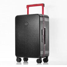 26 Inch Hard Shell Luggage with Spinner Wheels, Black Aluminum Frame Suitcase, Scratch‑Resistant Travel Case