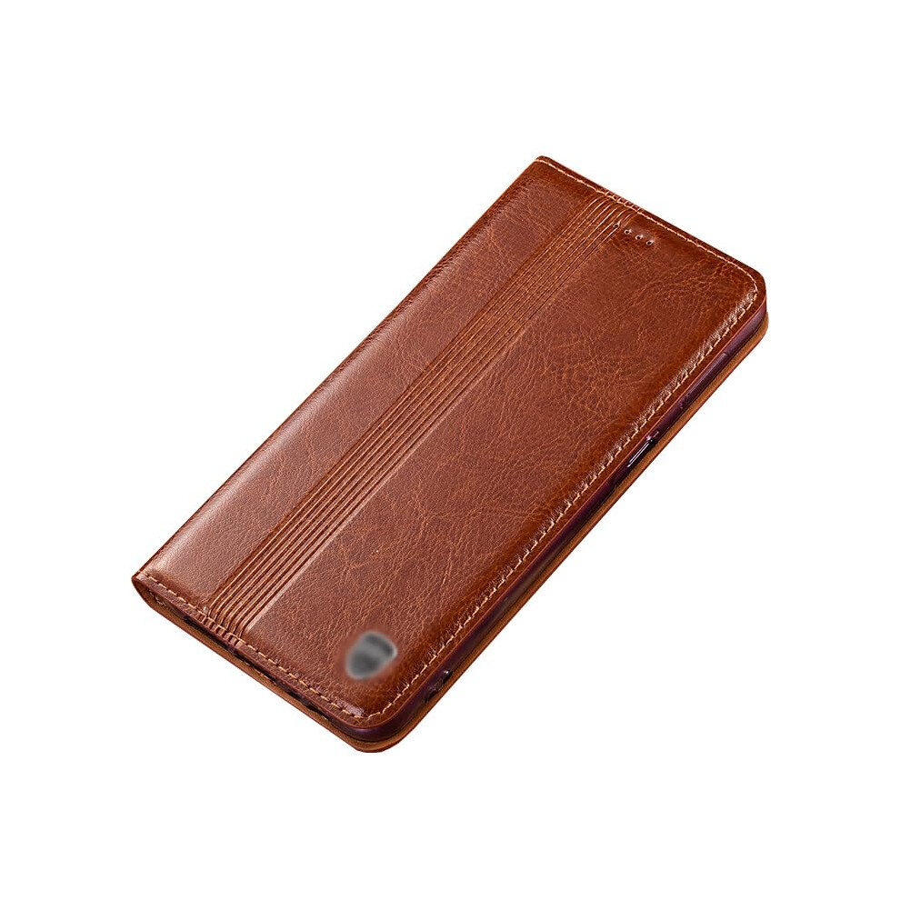 Leather Wallet Case With Card Holder, Magnetic Flip Closure, Kickstand, For Iphone 15 Pro Brown 9164114082817