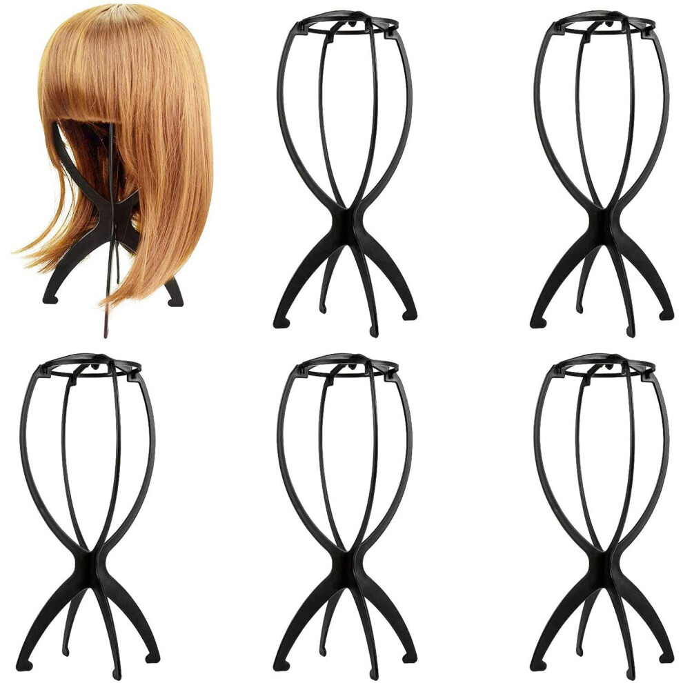 6 Pack Wig Stands Foldable Wig Holder for Short Wigs Travel Lightweight PVC Display and Drying