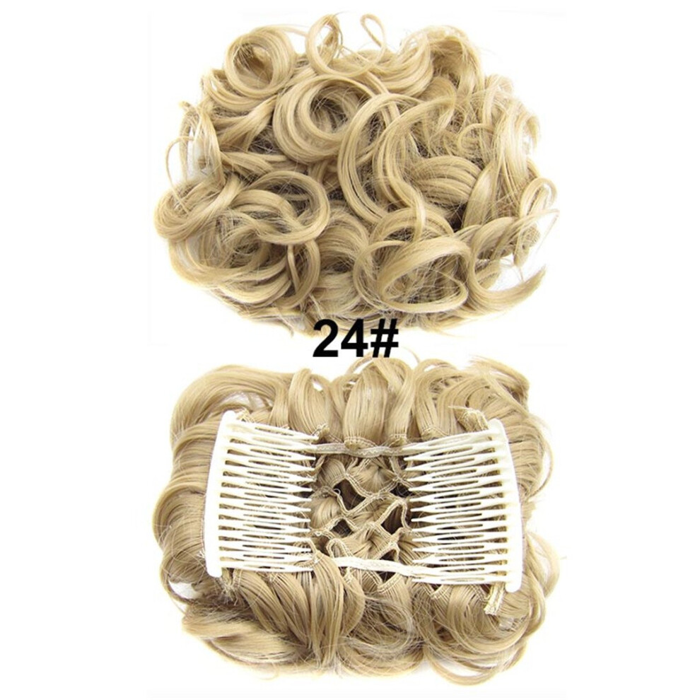 Hair Bun Extension Afro Curly Chignon Hairpiece with Combs Synthetic Bun Cover Secure Elastic Hold