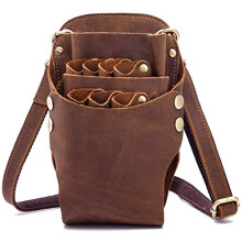 Durable Leather Barber Tool Bag with Large Capacity and Salon Scissors Holster for Stylists