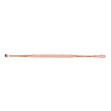 Cucharita para oídos de doble cabeza, en oro rosa y acero inoxidable