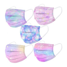 Elegant Starry Sky Printed Masks, SkinFriendly Material Disposable Face Mask With HighElastic Ear Loops, Adjustable Nose Bridge, 3 Layers Of