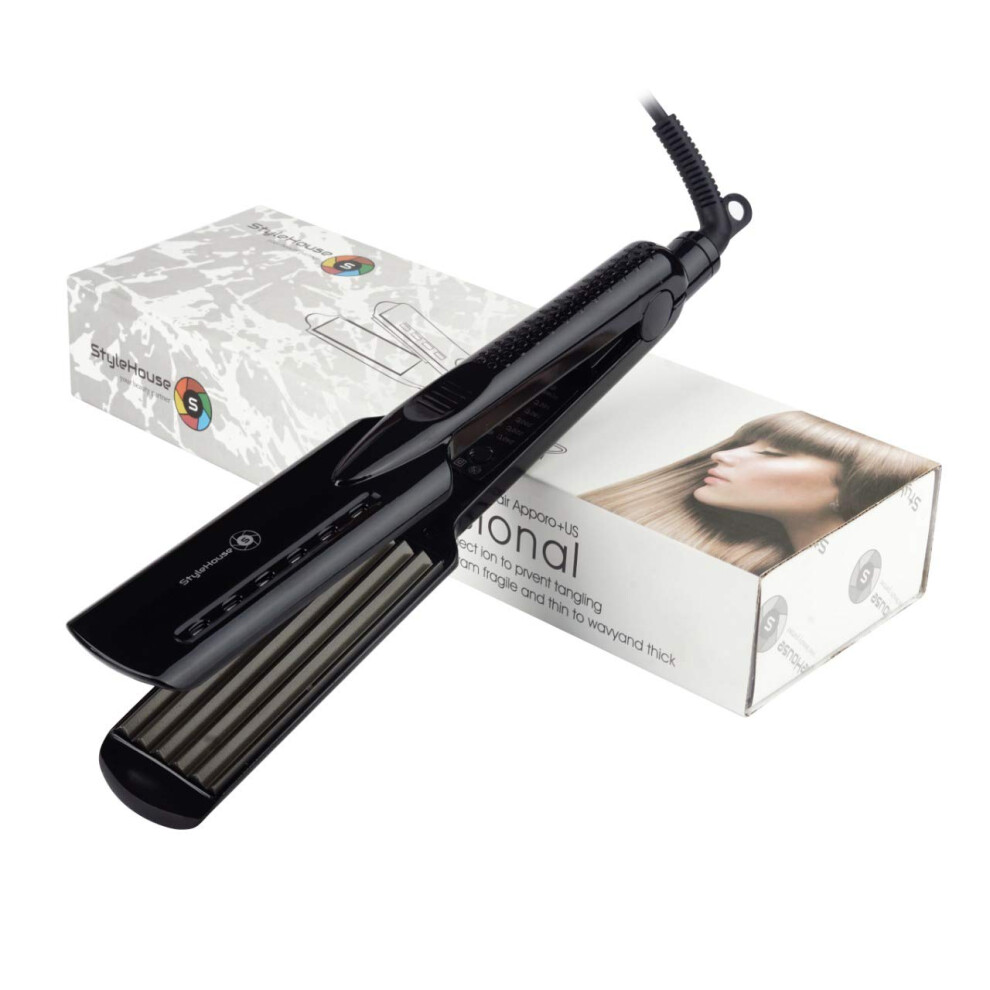 Professional Hair Crimper with Adjustable Heat Settings, Tourmaline Ceramic Iron for Shiny Finish
