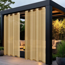 Outdoor Waterproof Sheer Curtains with Grommet , LinenTextured Light Filtering Drapes for Patio, 2 Pack Set, Orange, 52x108in